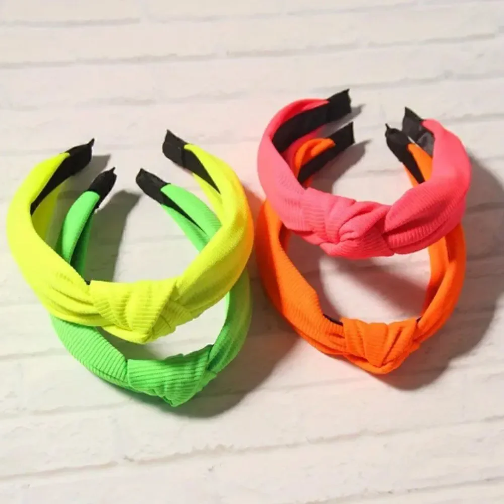 Neon Pink Ribbed Top Knot Headband